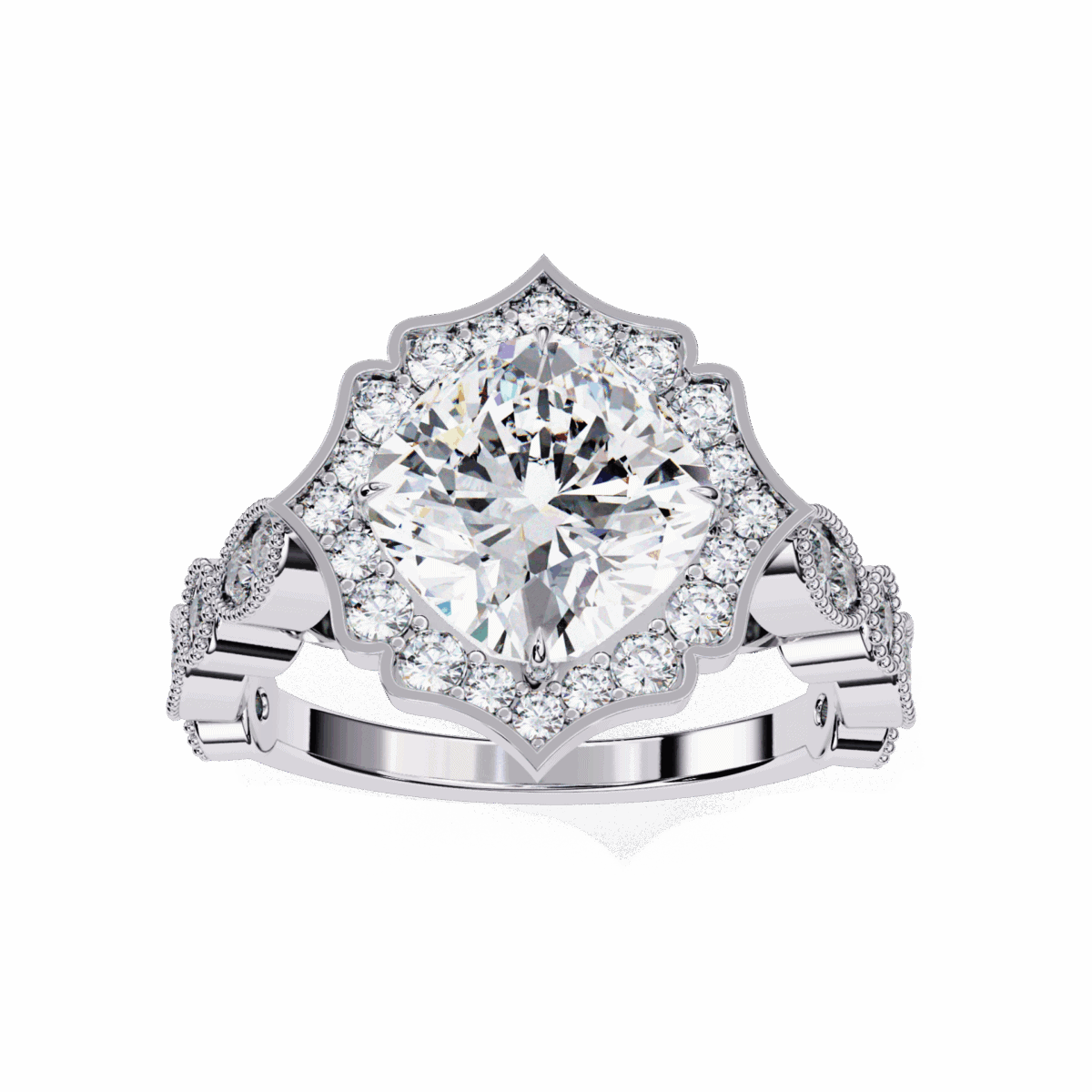 2.5 Carat Cushion Cut Solitaire with Side Stone  Image 3
