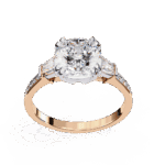 3 Carat Cushion Cut Solitaire in Three Stone Setting - Image 12