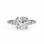 3 Carat Cushion Cut Solitaire in Three Stone Setting