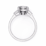 3 Carat Cushion Cut Solitaire in Three Stone Setting - Image 3