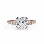 3 Carat Cushion Cut Solitaire in Three Stone Setting - Image 9