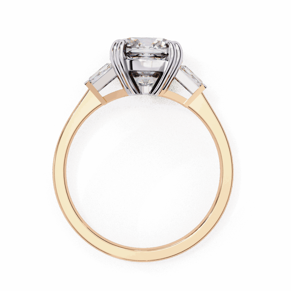 3 Carat Cushion Cut Solitaire in Three Stone Setting  Image 11