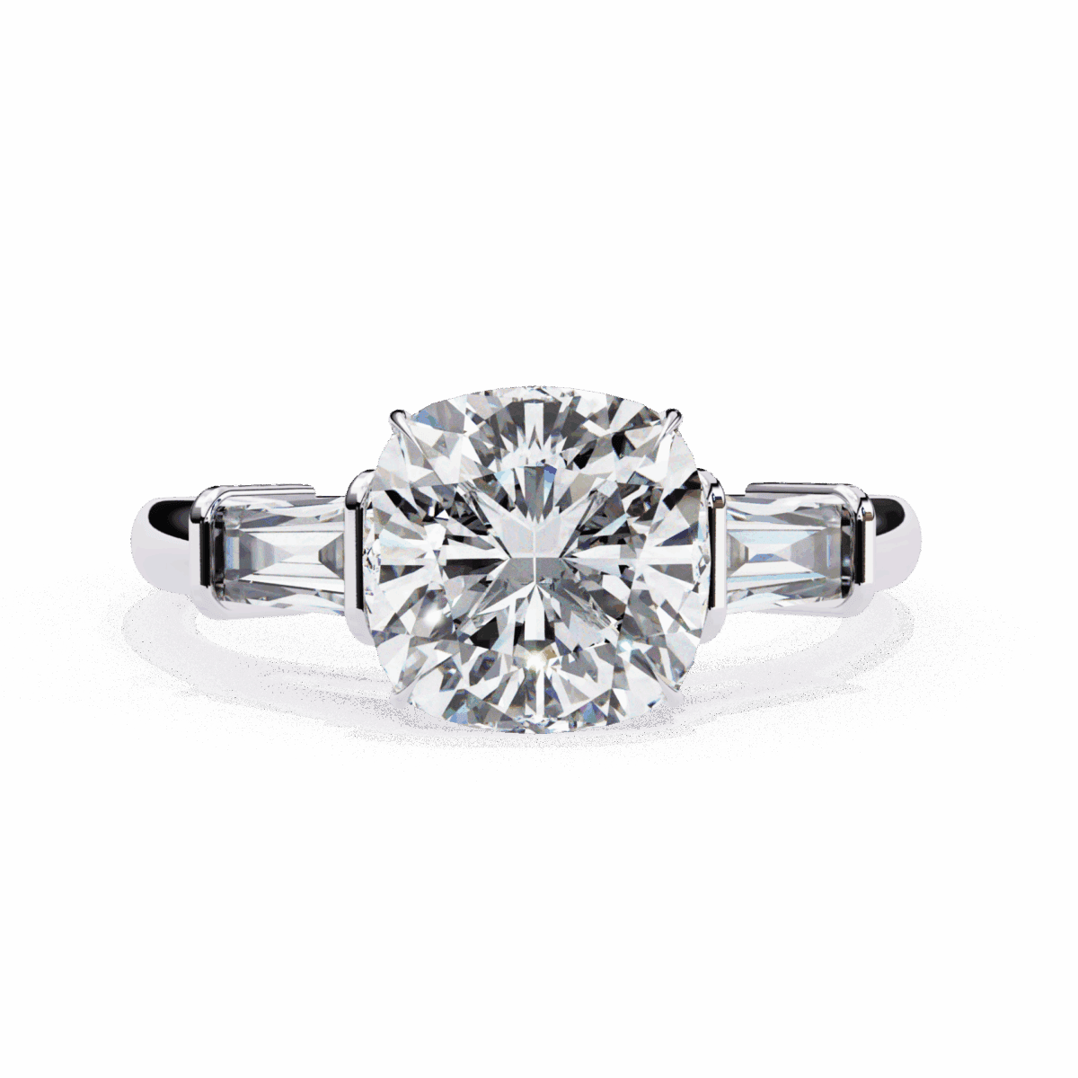 3.75 Carat Cushion and Baguette Cut Solitaire Edit Ring  Image 1