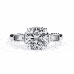 3.75 Carat Cushion and Baguette Cut Solitaire Edit Ring