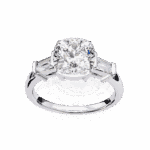 3.75 Carat Cushion and Baguette Cut Solitaire Edit Ring - Image 4