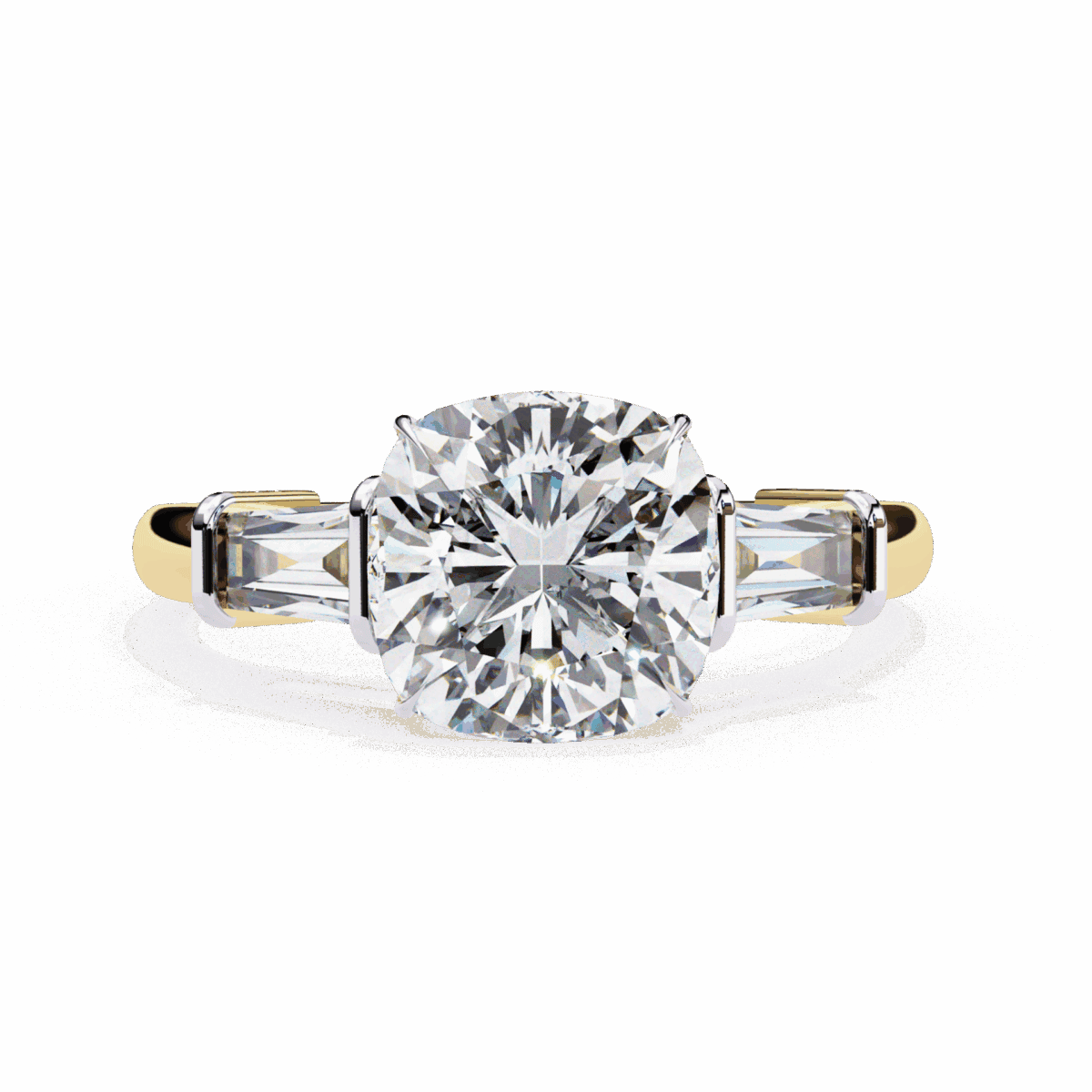3.75 Carat Cushion and Baguette Cut Solitaire Edit Ring  Image 5