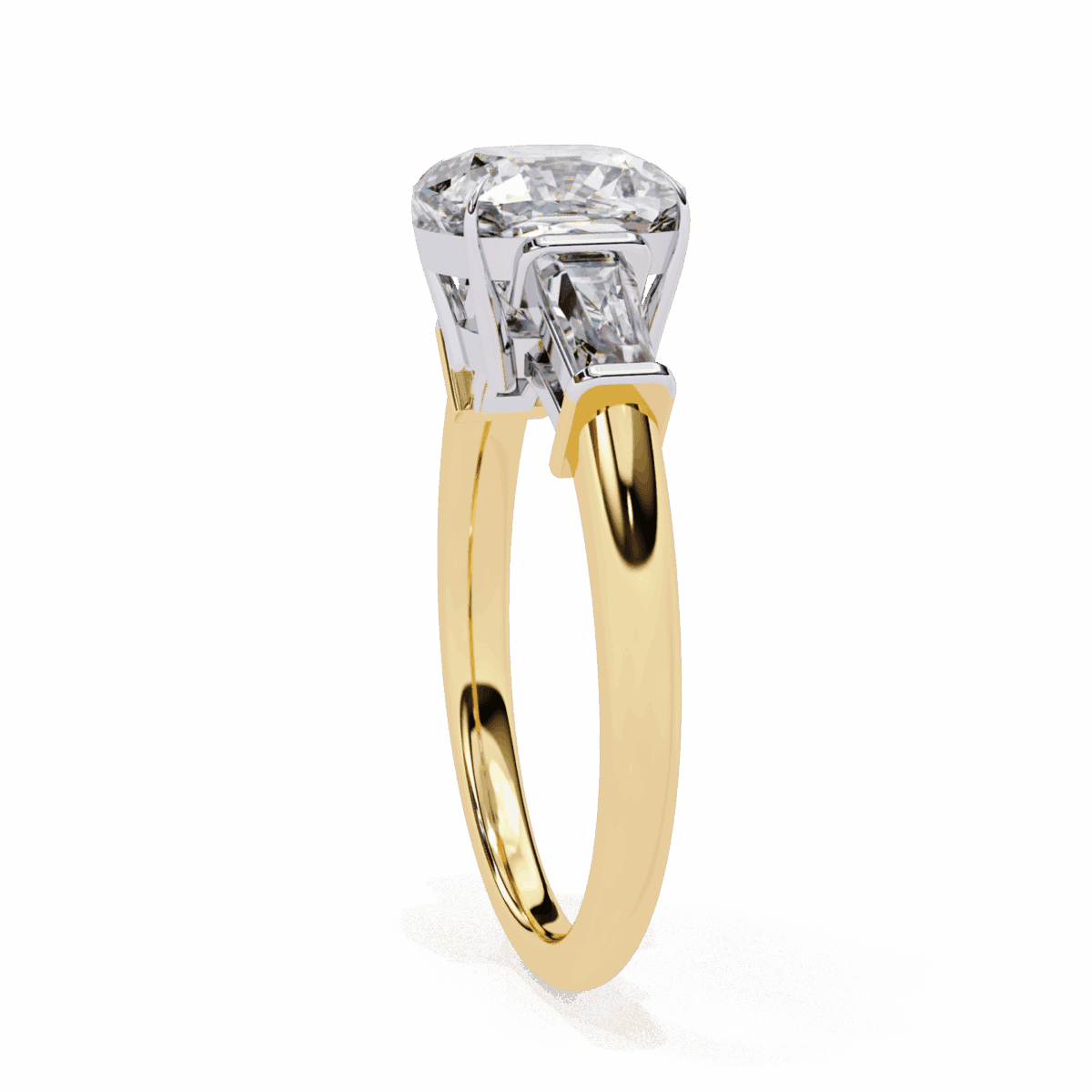 3.75 Carat Cushion and Baguette Cut Solitaire Edit Ring  Image 6