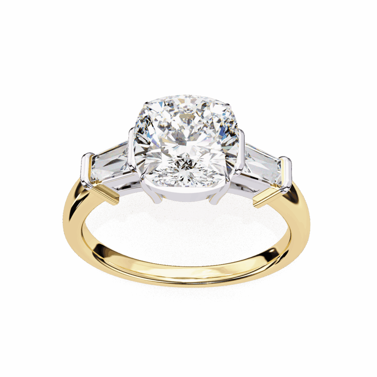 3.75 Carat Cushion and Baguette Cut Solitaire Edit Ring  Image 8