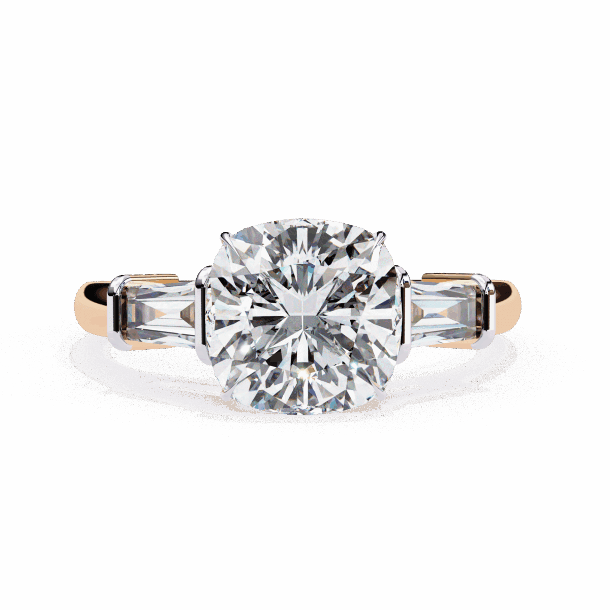3.75 Carat Cushion and Baguette Cut Solitaire Edit Ring  Image 9