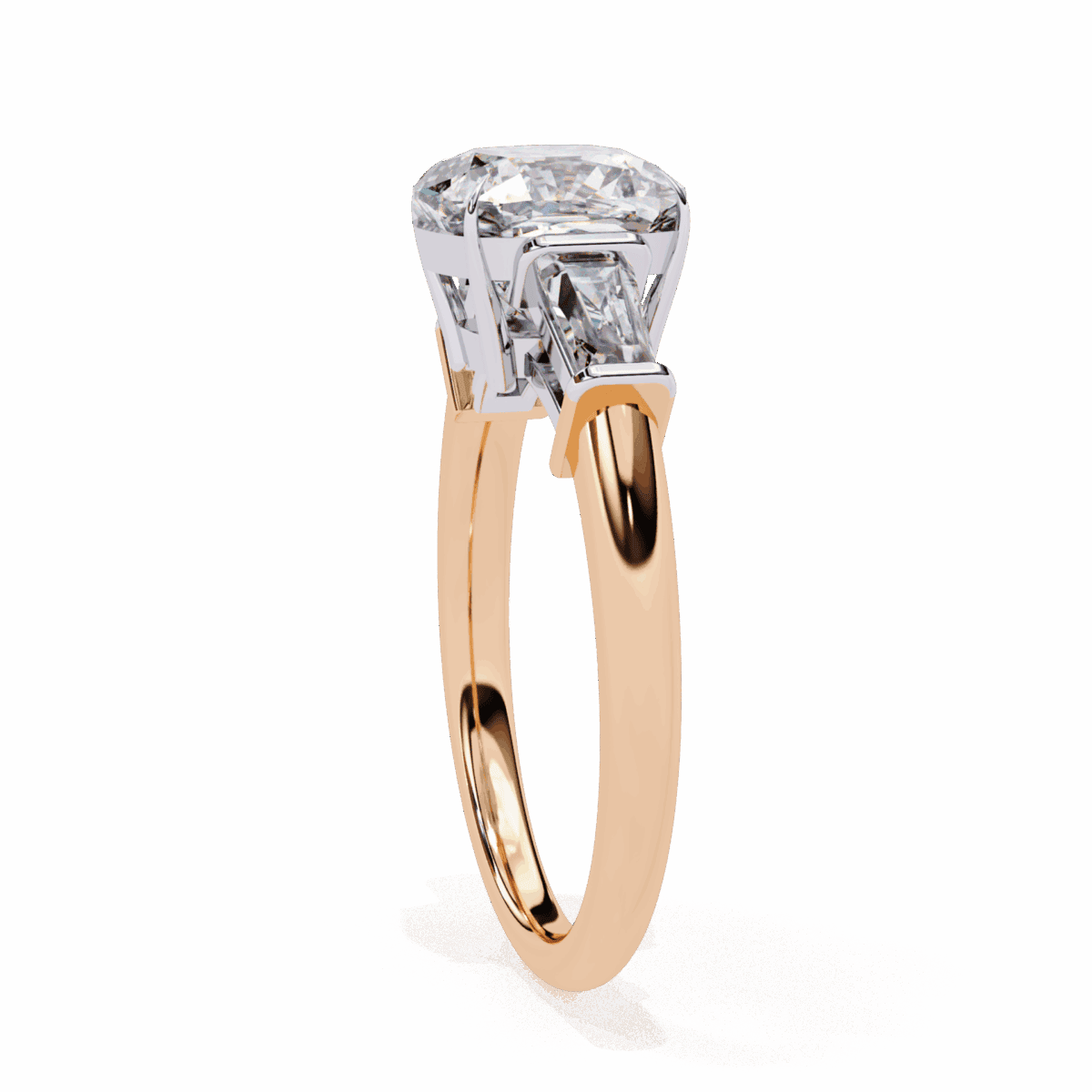 3.75 Carat Cushion and Baguette Cut Solitaire Edit Ring  Image 10