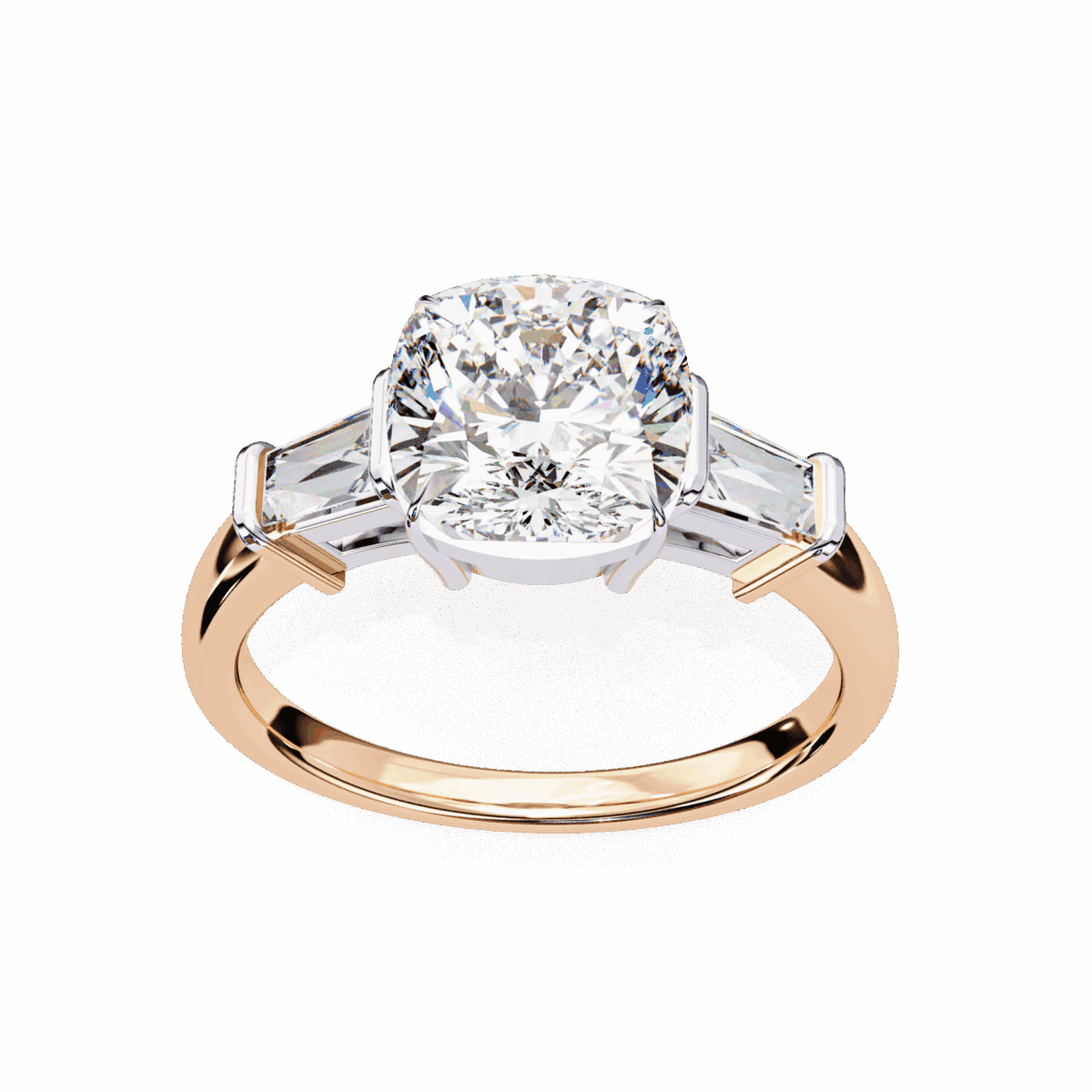 3.75 Carat Cushion and Baguette Cut Solitaire Edit Ring  Image 12