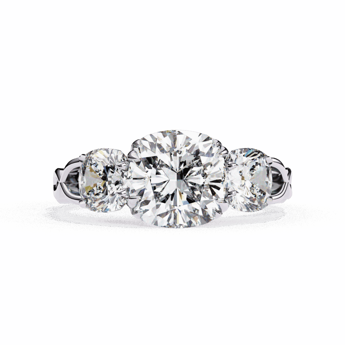LR14175P11 3.5 Carat Cushion Cut Solitaire in Three Stone Setting Image 1