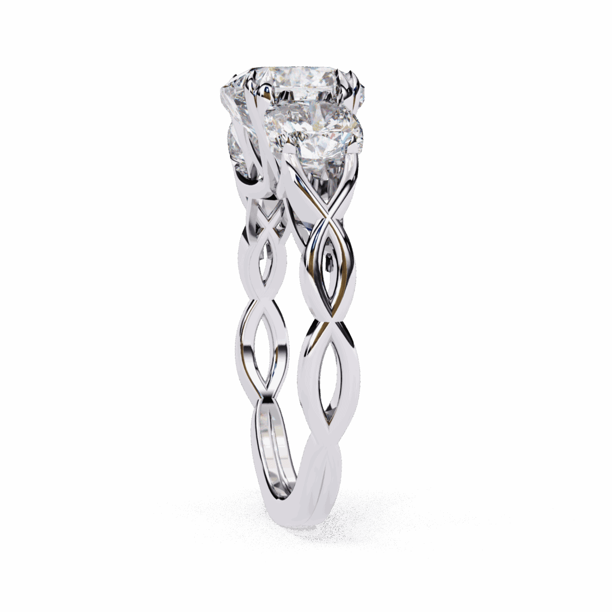 3.5 Carat Cushion Cut Solitaire in Three Stone Setting  Image 2