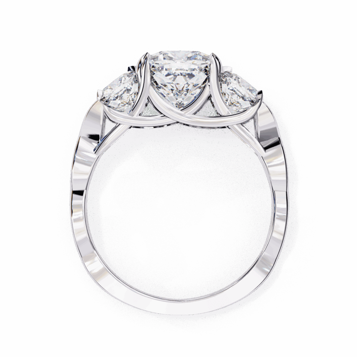 3.5 Carat Cushion Cut Solitaire in Three Stone Setting  Image 3