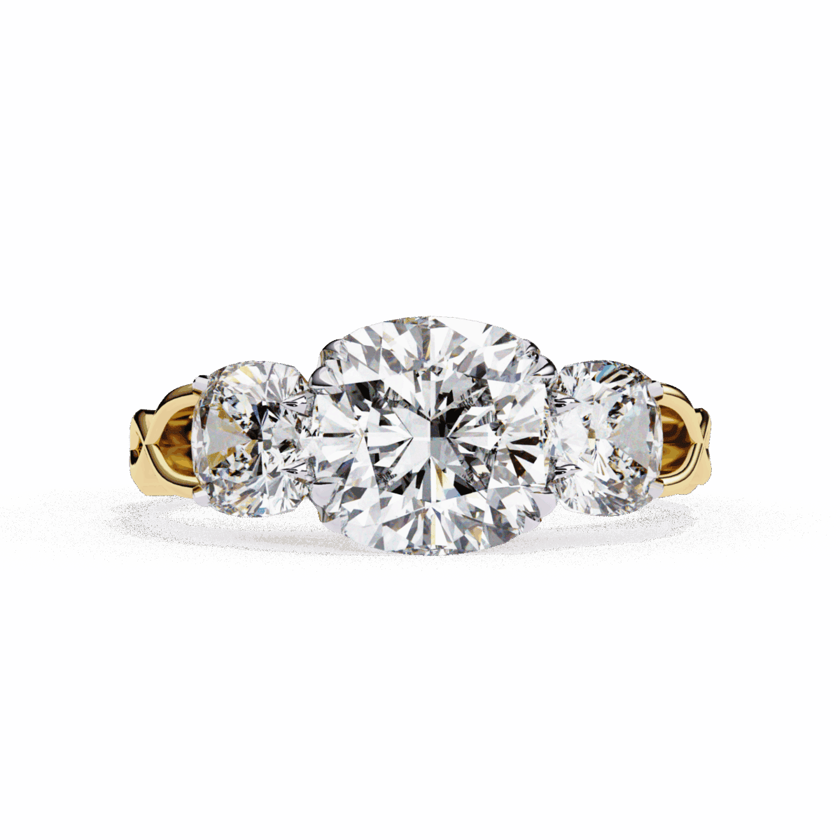 3.5 Carat Cushion Cut Solitaire in Three Stone Setting  Image 5