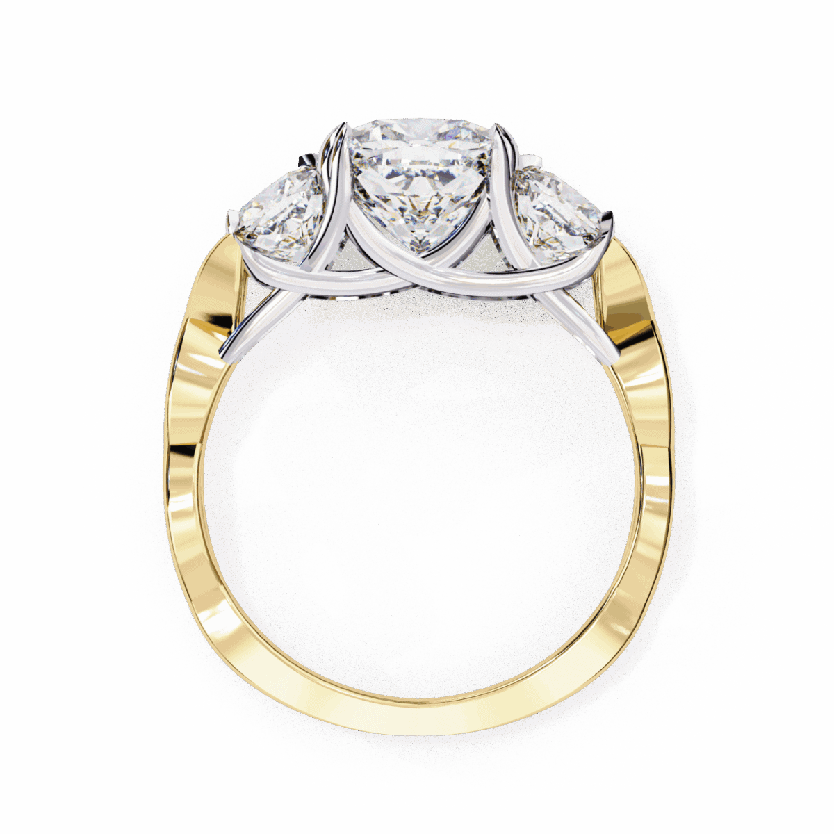 3.5 Carat Cushion Cut Solitaire in Three Stone Setting  Image 7