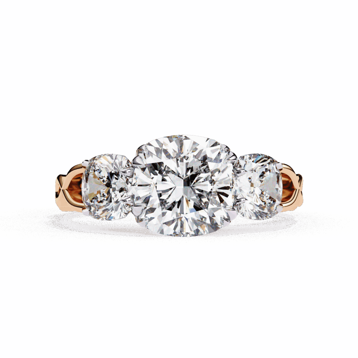 3.5 Carat Cushion Cut Solitaire in Three Stone Setting  Image 9