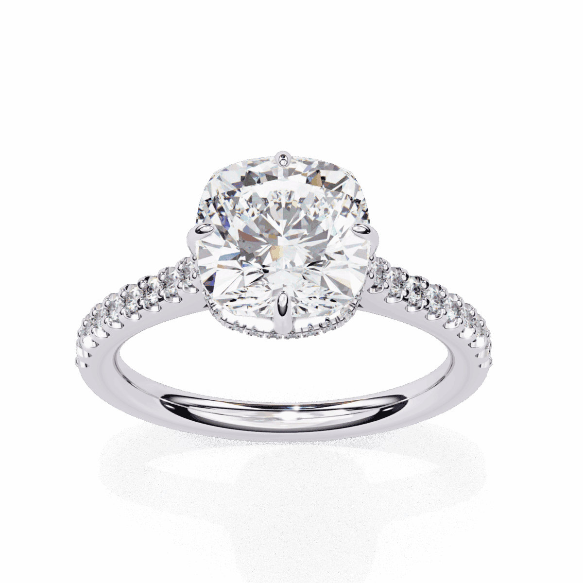 3.5 Carat Cushion Cut Solitaire in Hidden Halo  Image 4