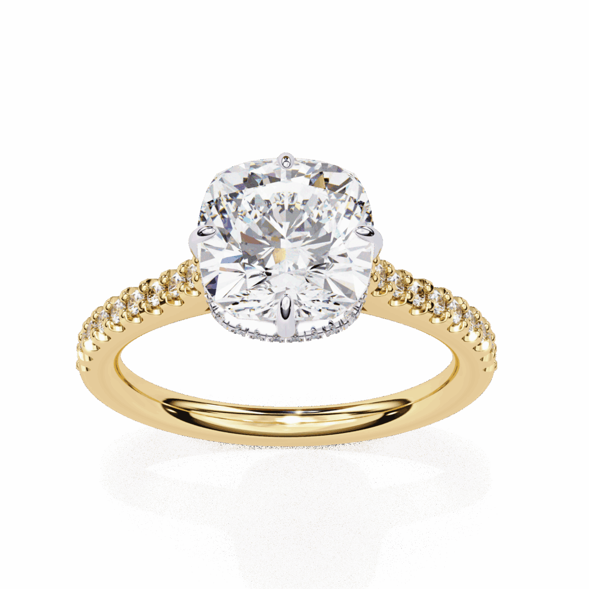 3.5 Carat Cushion Cut Solitaire in Hidden Halo  Image 8