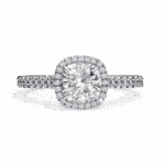 2 Carat Cushion Cut Solitaire in Hidden Halo