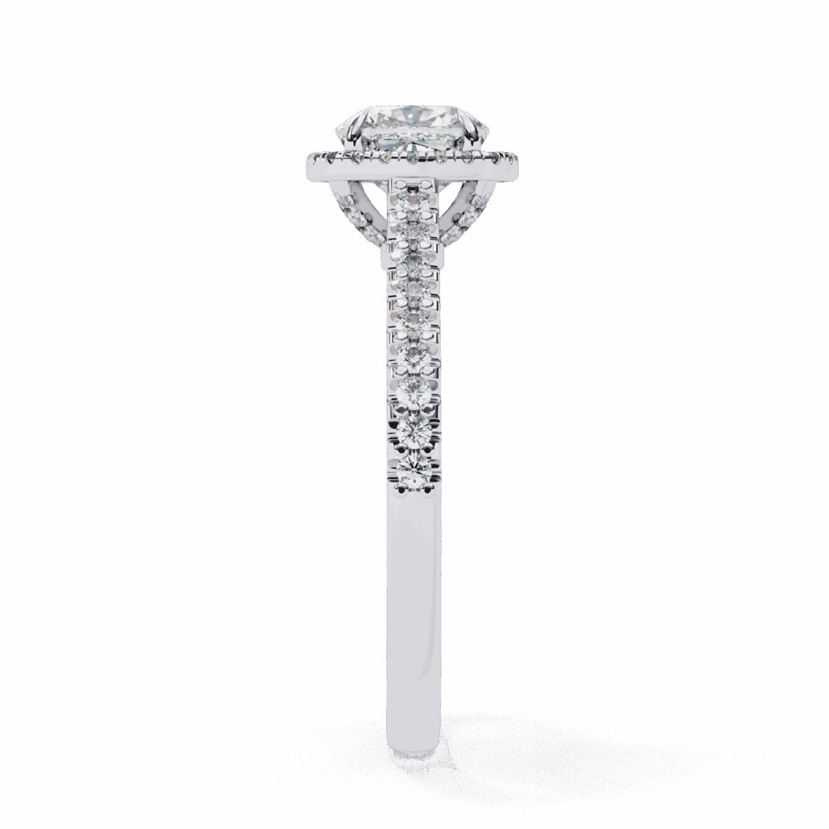 2 Carat Cushion Cut Solitaire in Hidden Halo  Image 2