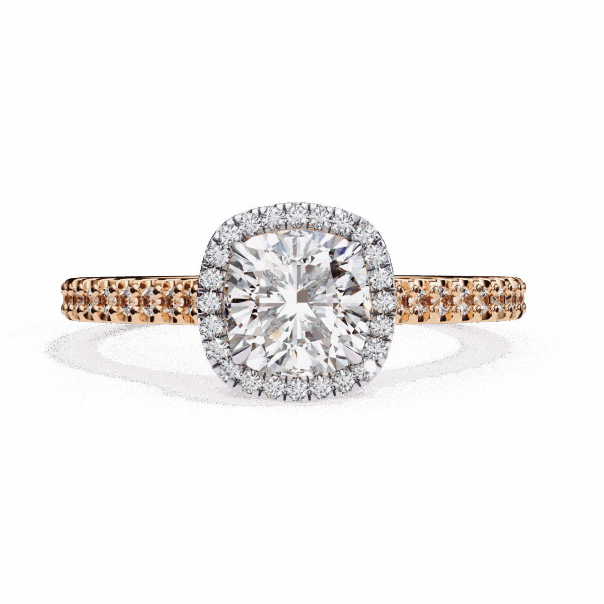 2 Carat Cushion Cut Solitaire in Hidden Halo  Image 8