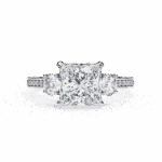 3.25 Carat Princess Cut Solitaire in Three Stone Setting