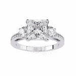 3.25 Carat Princess Cut Solitaire in Three Stone Setting - Image 3