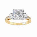 3.25 Carat Princess Cut Solitaire in Three Stone Setting - Image 5