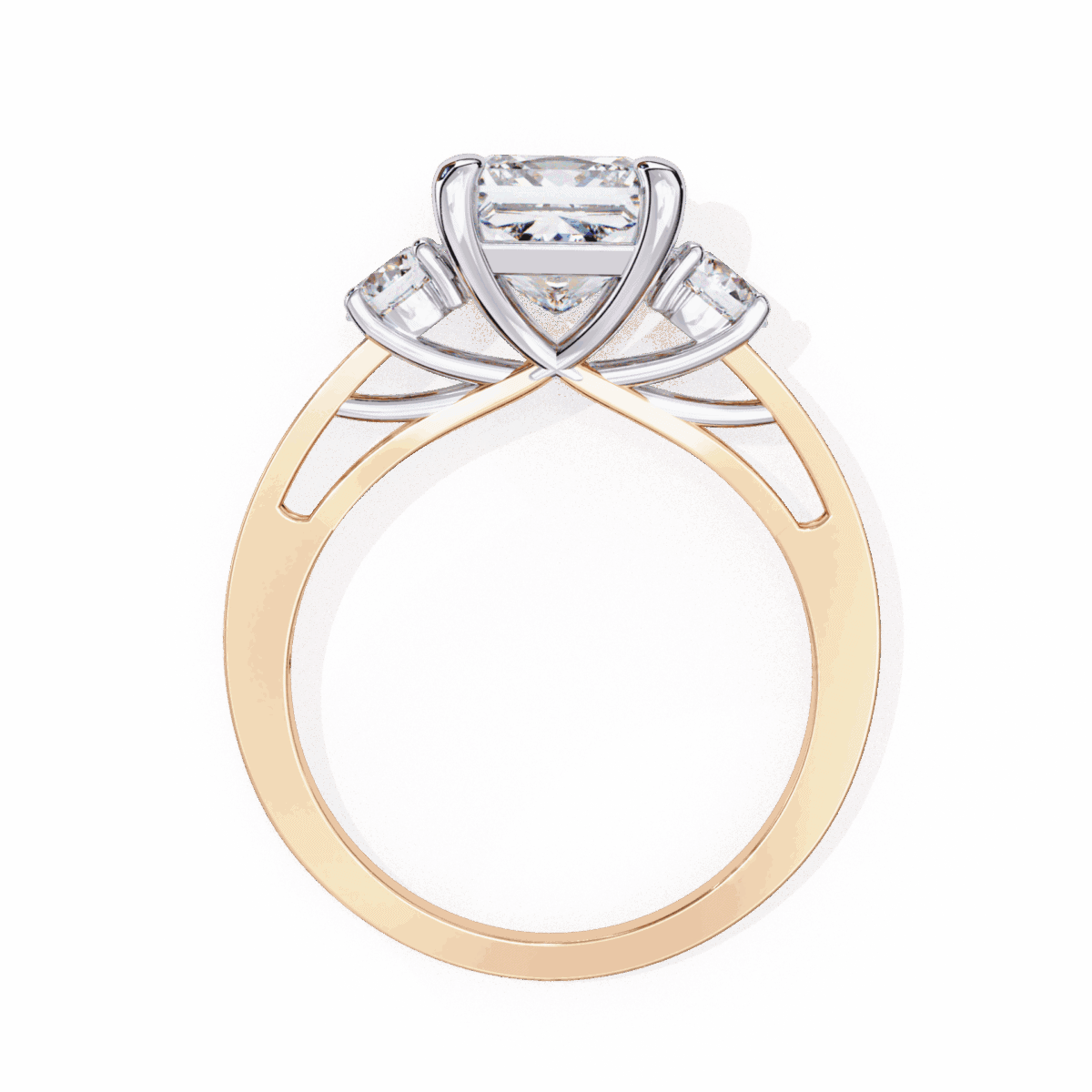 3.25 Carat Princess Cut Solitaire in Three Stone Setting  Image 8