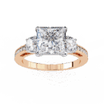3.25 Carat Princess Cut Solitaire in Three Stone Setting - Image 9