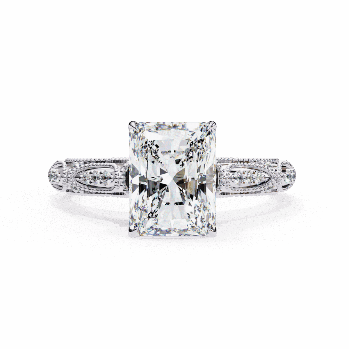 3 Carat Radiant Cut Solitaire in Halo Setting  Image 1