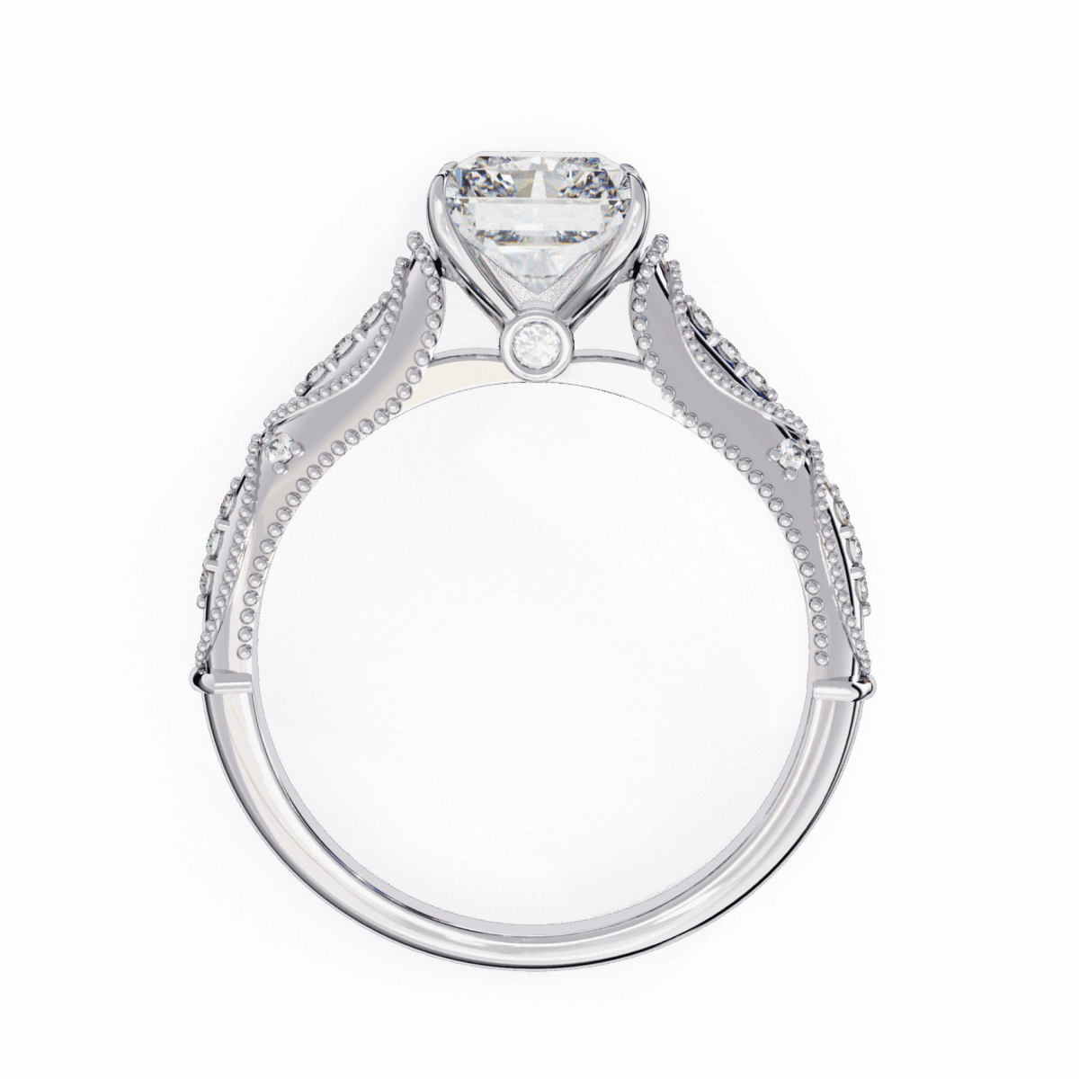 3 Carat Radiant Cut Solitaire in Halo Setting  Image 3