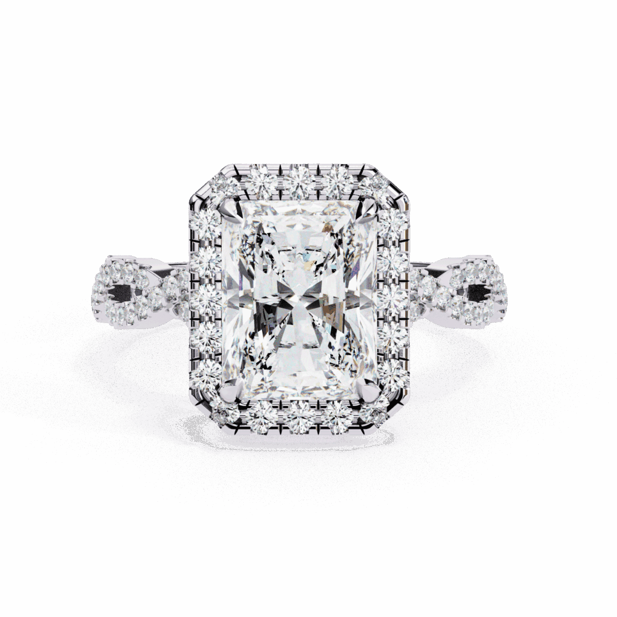 LR14180P11 3.5 Carat Radiant Cut Solitaire in Halo Setting Image 1