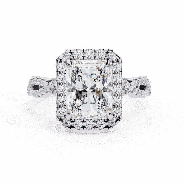 3.5 Carat Radiant Cut Solitaire in Halo Setting