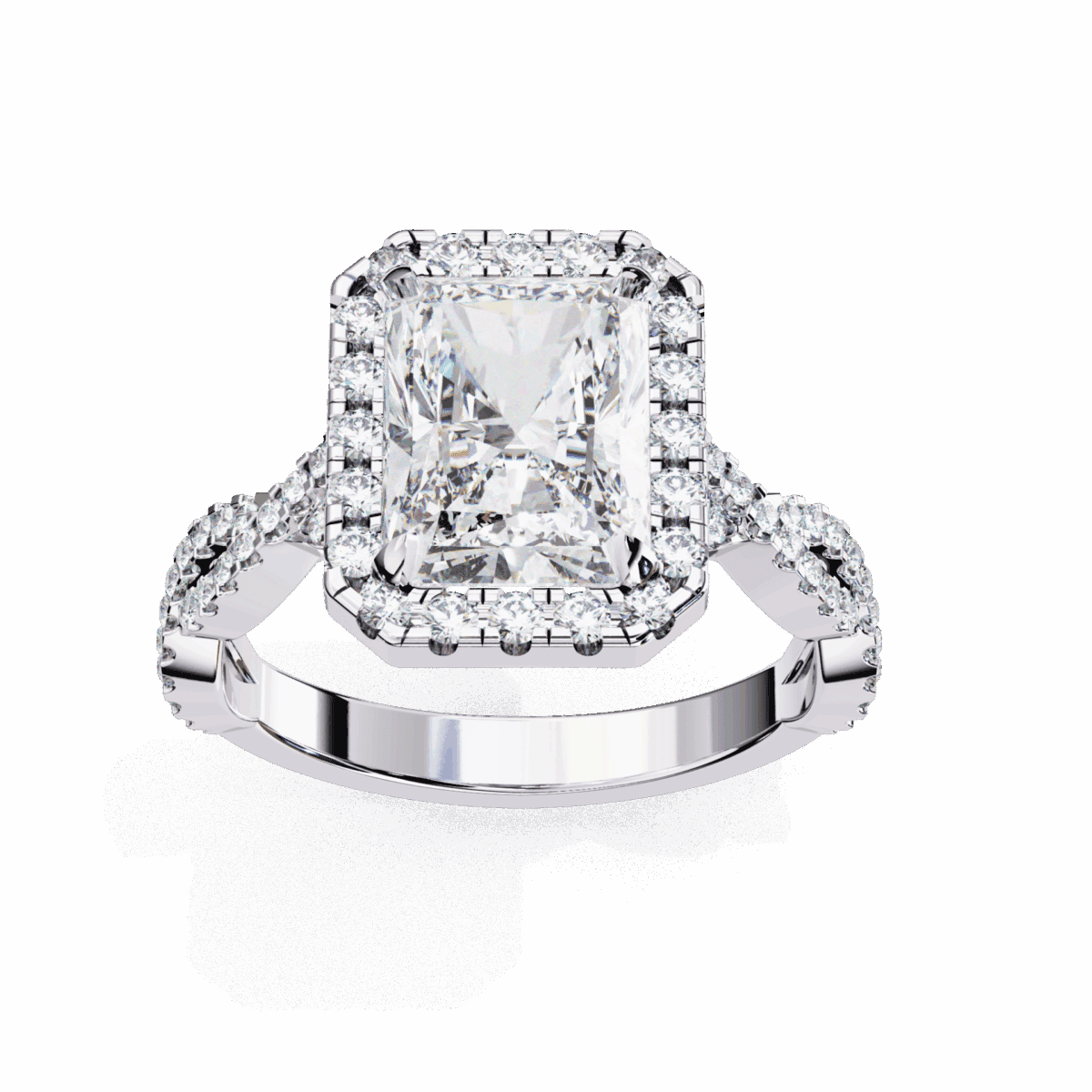 3.5 Carat Radiant Cut Solitaire in Halo Setting  Image 4