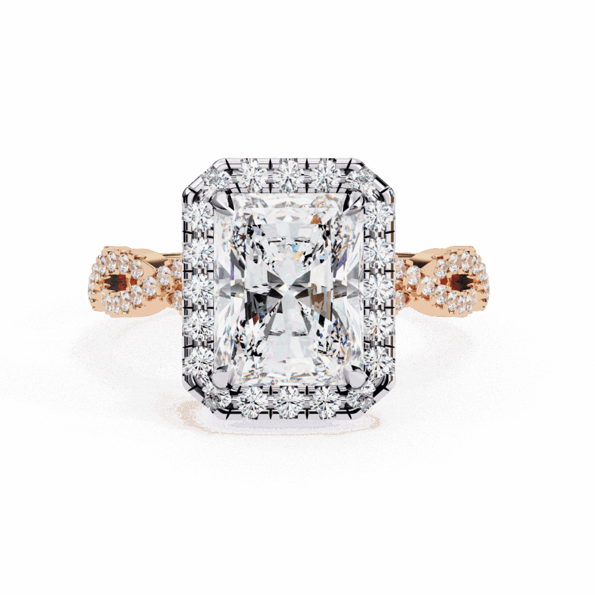 3.5 Carat Radiant Cut Solitaire in Halo Setting  Image 9