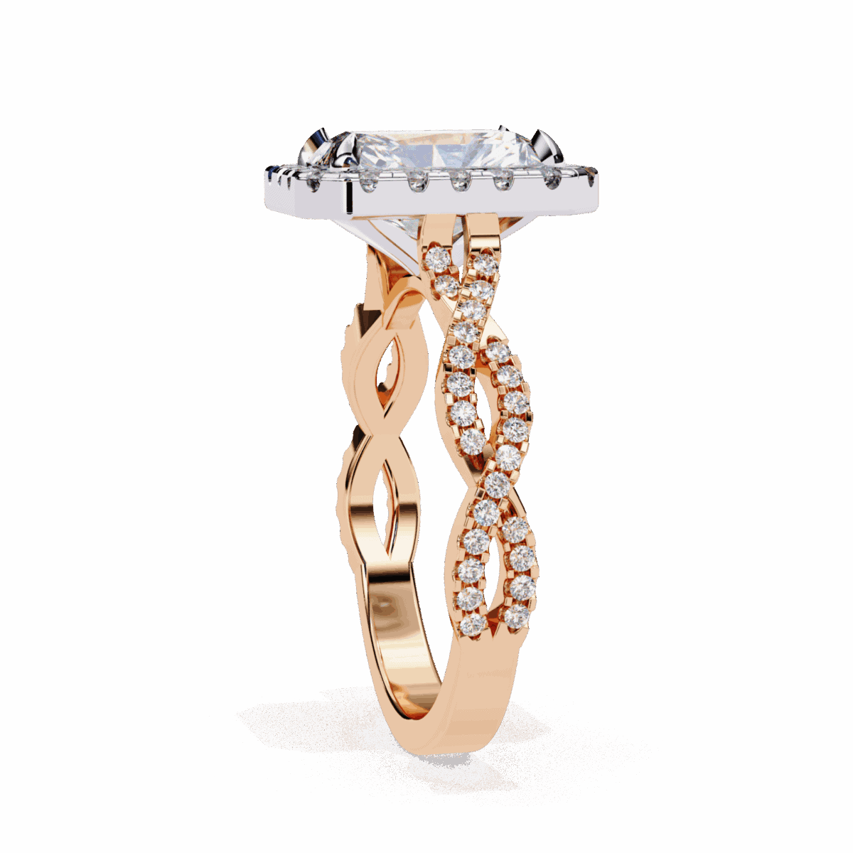 3.5 Carat Radiant Cut Solitaire in Halo Setting  Image 10