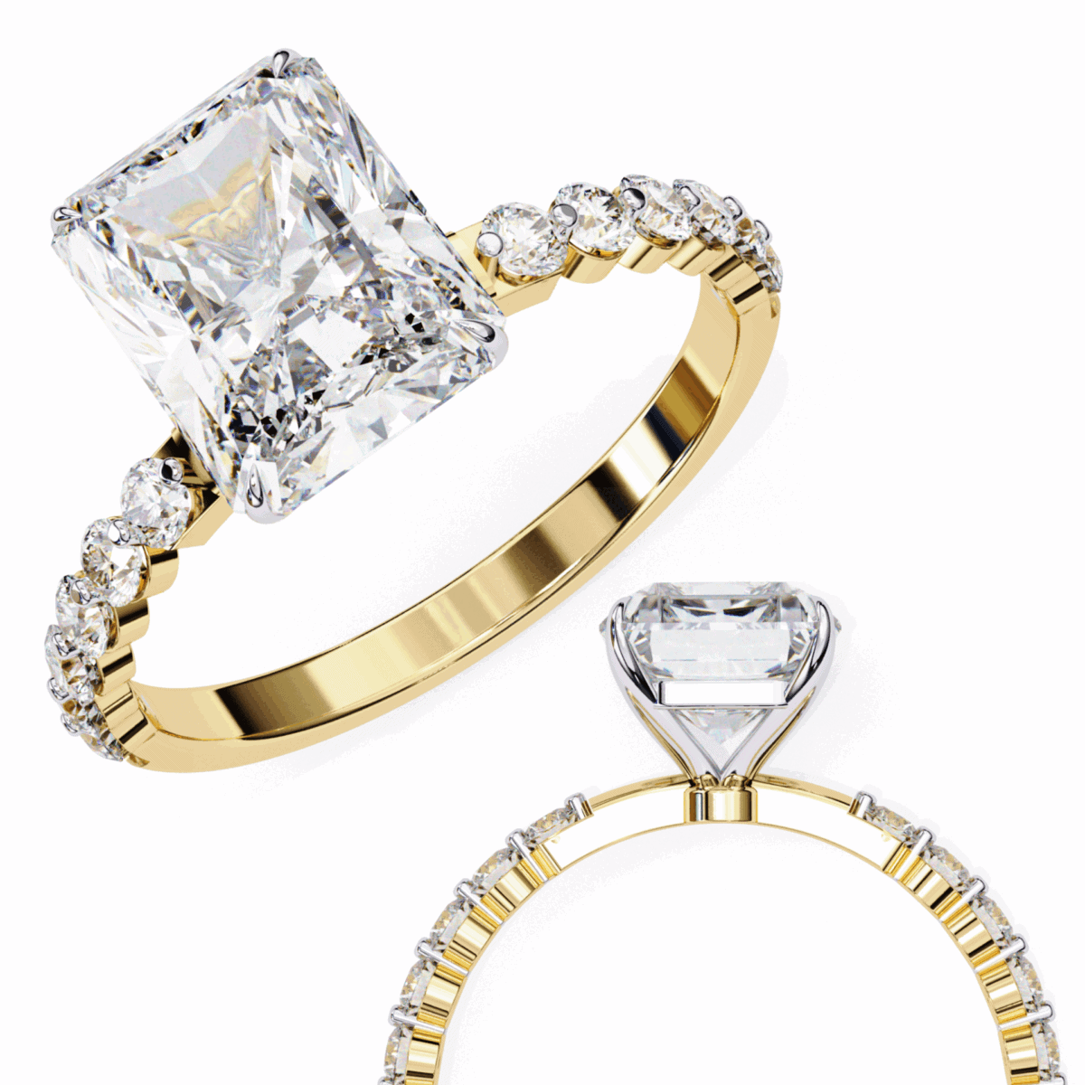 3.5 Carat Emerald Cut Solitaire in Halo Setting  Image 9