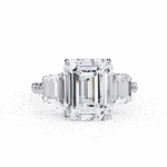 5.25 Carat Emerald Cut Solitaire in Three Stone Setting