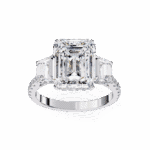 5.25 Carat Emerald Cut Solitaire in Three Stone Setting - Image 4