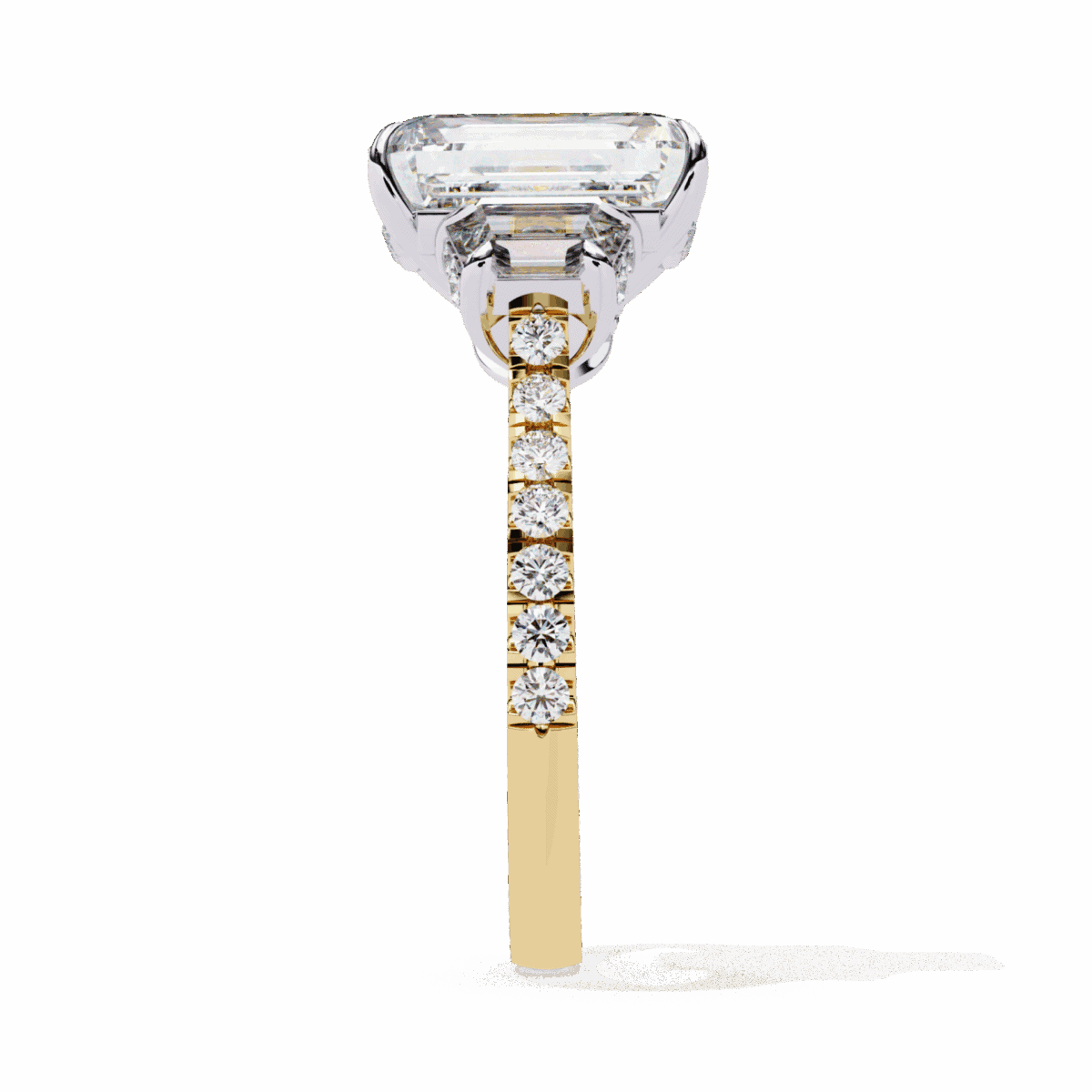 5.25 Carat Emerald Cut Solitaire in Three Stone Setting  Image 6