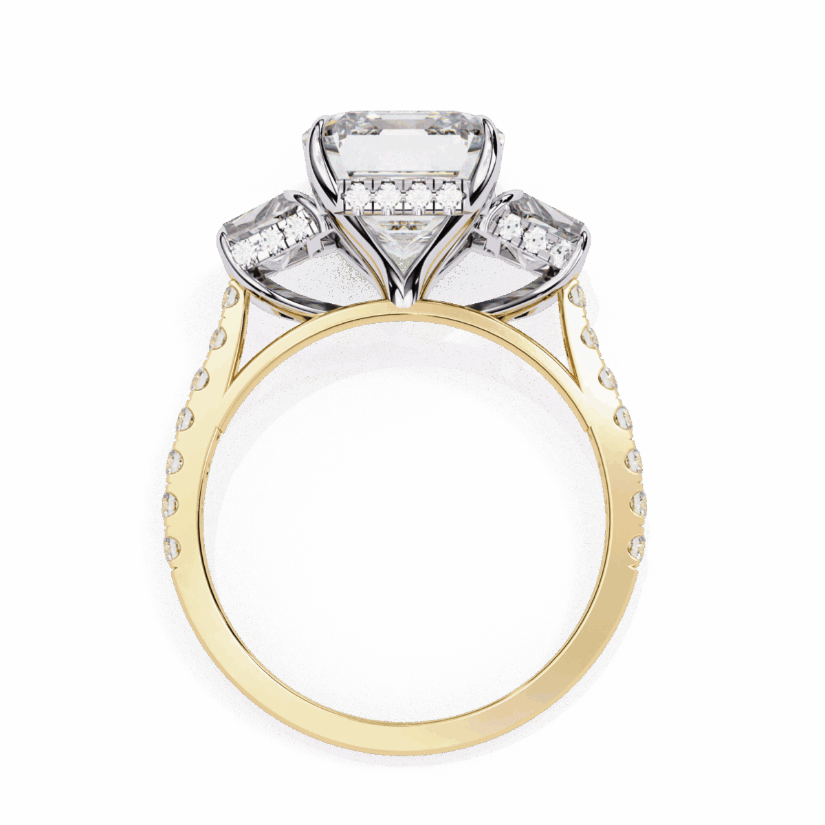 5.25 Carat Emerald Cut Solitaire in Three Stone Setting  Image 7