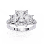 6.5 Carat Radiant Cut Solitaire in Three Stone Setting - Image 3