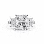 6.5 Carat Radiant Cut Solitaire in Three Stone Setting - Image 4