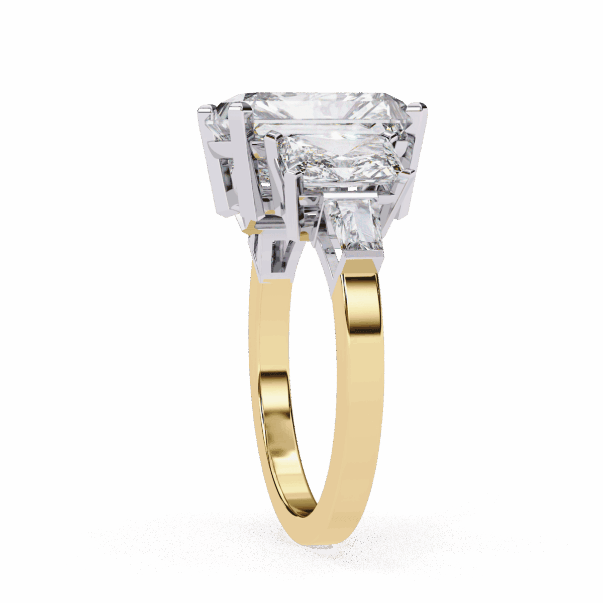 6.5 Carat Radiant Cut Solitaire in Three Stone Setting  Image 5