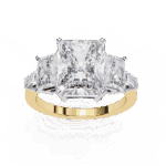 6.5 Carat Radiant Cut Solitaire in Three Stone Setting - Image 7