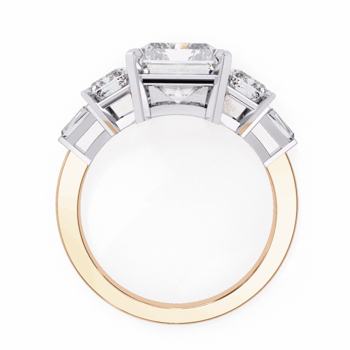 6.5 Carat Radiant Cut Solitaire in Three Stone Setting  Image 10