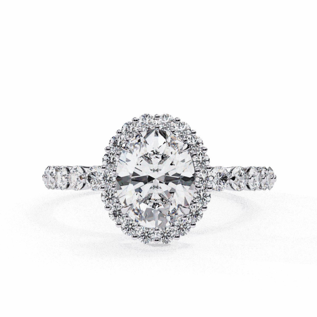 LR14187P11 1.75 Carat Oval Cut Solitaire in Halo Setting Image 1