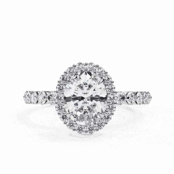 1.75 Carat Oval Cut Solitaire in Halo Setting